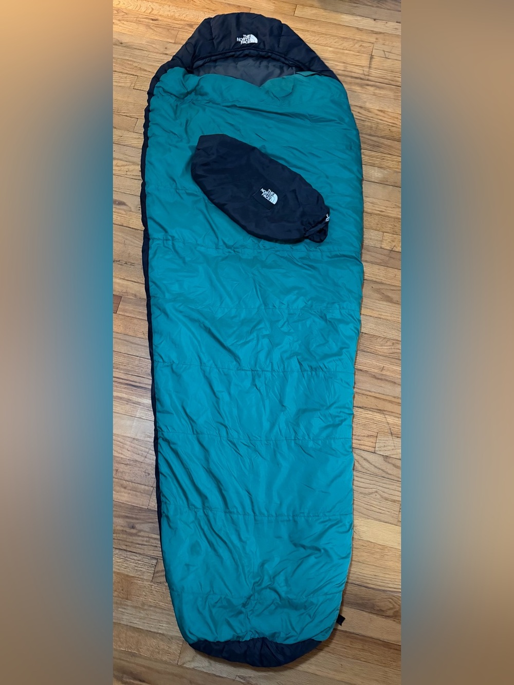 VTG North Face Mummy Style Sleeping Bag w/ Stuff Sack Teal/Black Adult Small